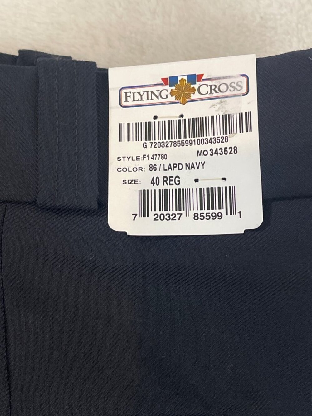 NWT Flying Cross Justice Poly/Wool Pants Mens 40 Unhemmed LAPD Navy 47780 - Picture 3 of 5